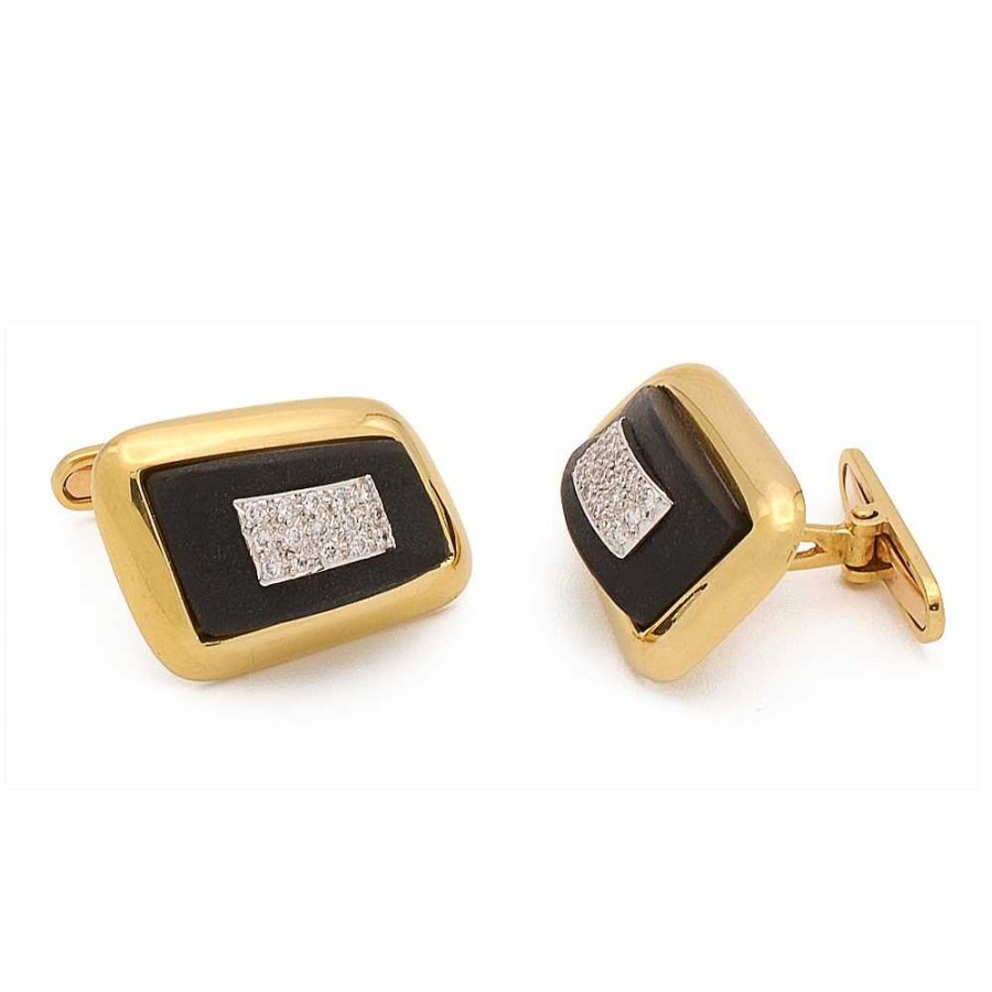 Gemelos Joyería Cabranes | Gemelos De Oro, Nix Negro Y Diamantes - 3205