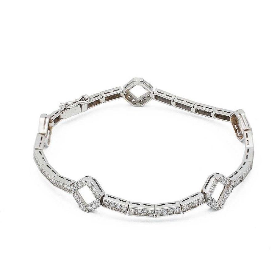 Pulseras Joyería Cabranes | Pulsera Semir Gida De Oro Blanco Y Diamantes - 1210