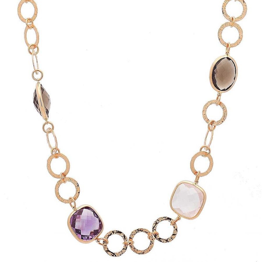 Collares Joyeros Cabranes | Gargantilla De Oro Rosa Con Piedras De Color