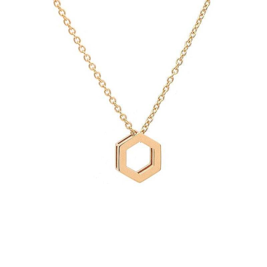 Collares Joyería Cabranes | Colgante Hexagonal En Oro Rosa Con Cadena - 0983