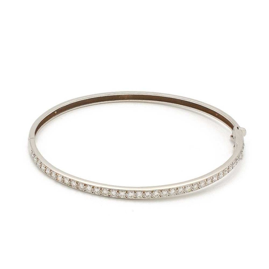 Pulseras Joyería Cabranes | Pulsera R Gida De Oro Blanco Y Diamantes - 1108