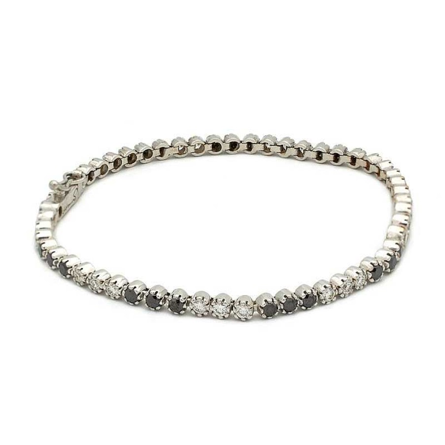 Pulseras Joyería Cabranes | Pulsera De Diamantes Blancos Y Negros