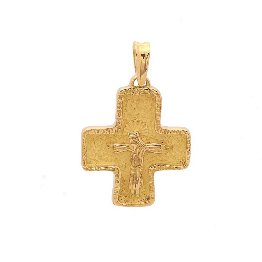 Cruces Joyería Cabranes | Cruz Cuadrada De Oro Amarillo Con Figura De Cristo - 0362